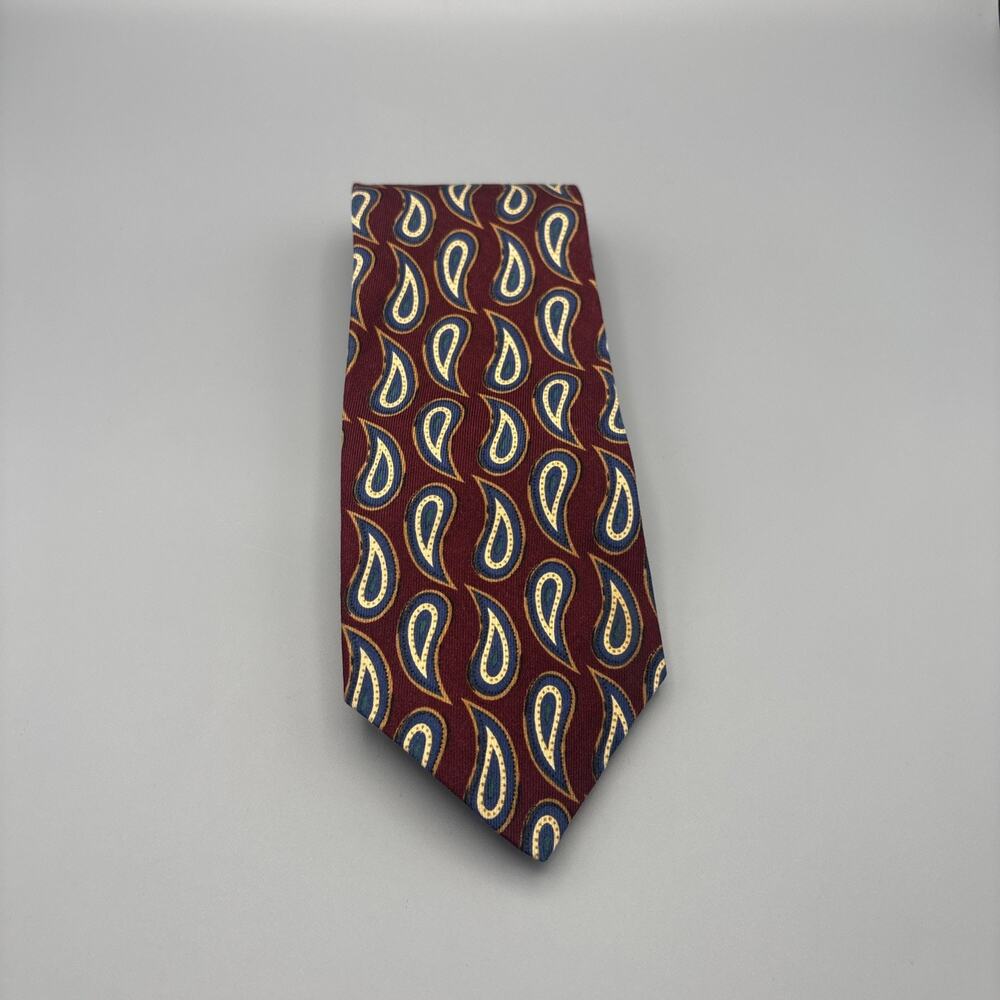 Ferrell Reed For Nordstrom Mens Hand Made Silk Wool tie Woven Red Paisley